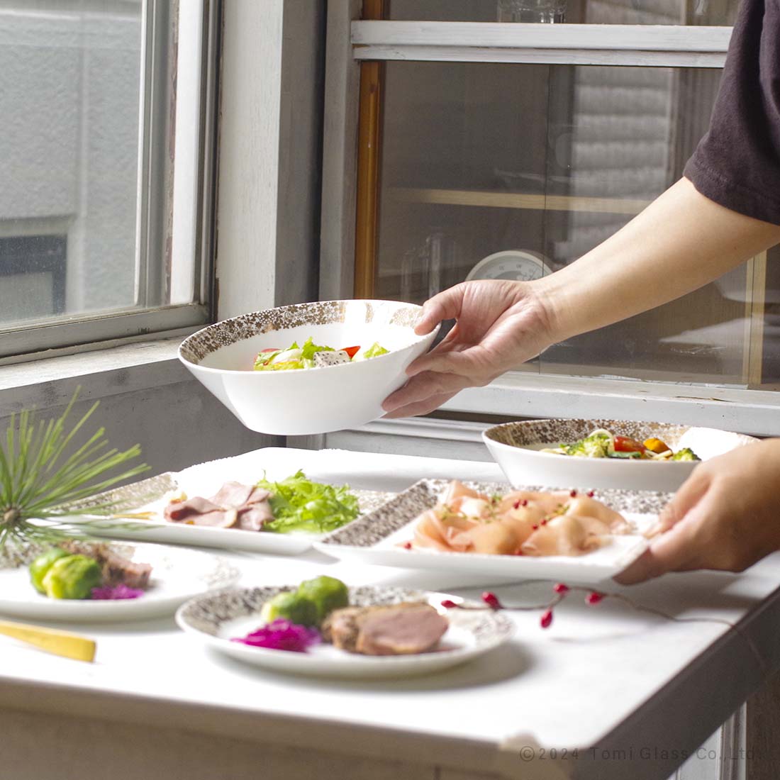 WEB限定/フローラ/ボウルL/2点/プラチナ/ECST053