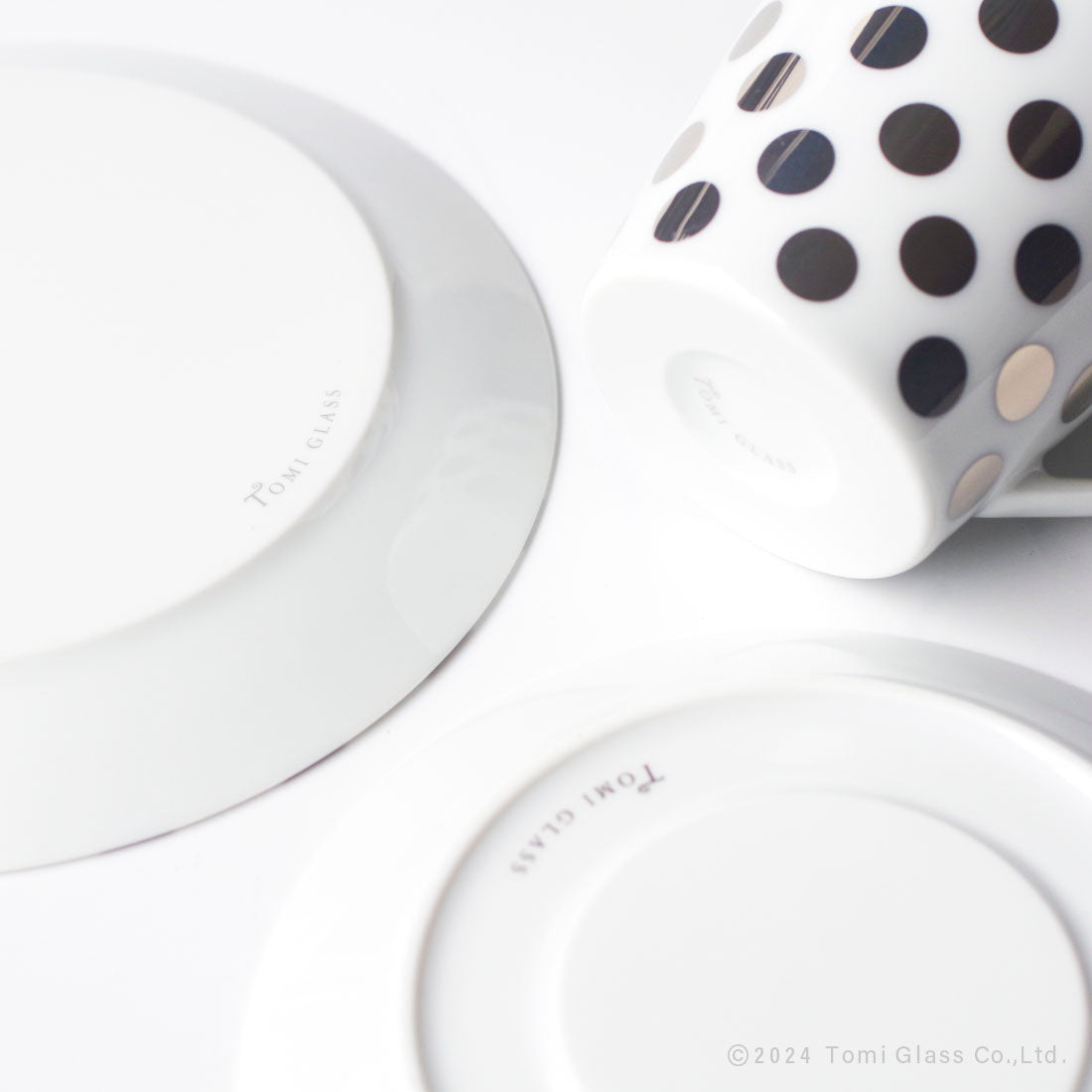 WEB限定/ドット/ケーキとコーヒーのセット/プラチナ/ECST055