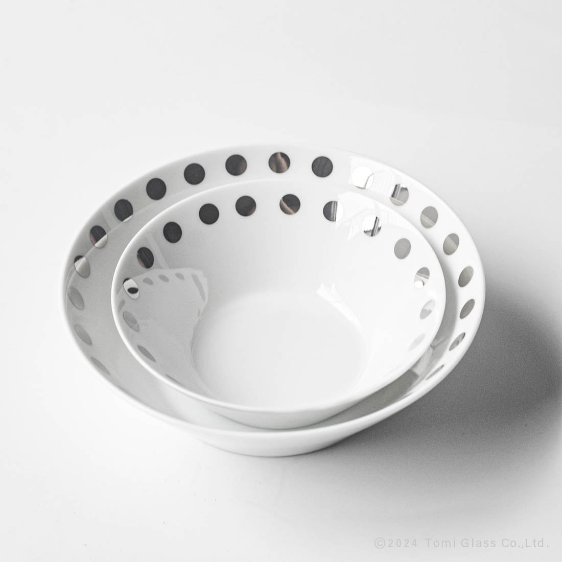 WEB限定/ドット/ボウルLとSのセット/プラチナ/ECST056