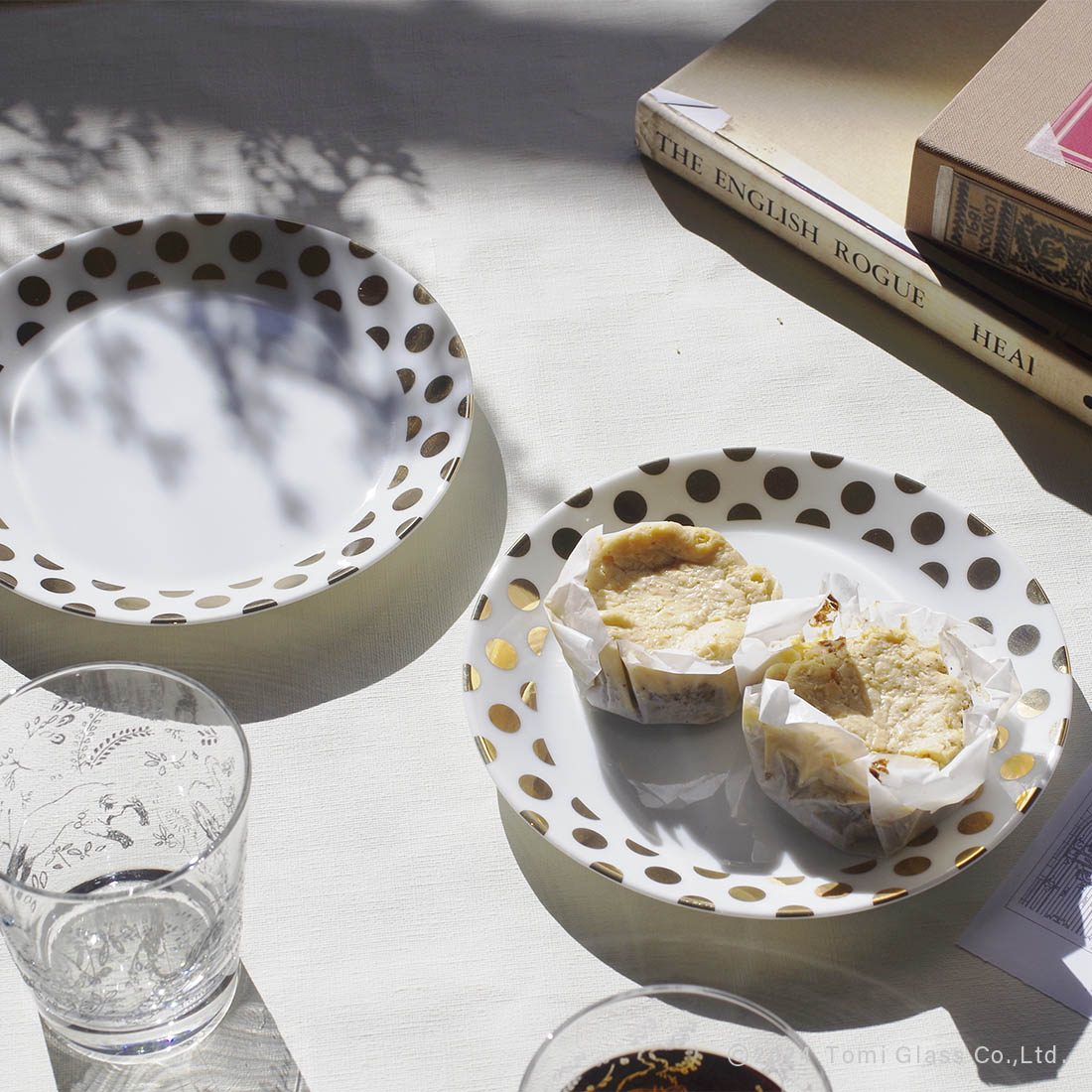 WEB限定/ドット/ラウンドプレートS/2枚/ゴールド/ECST058