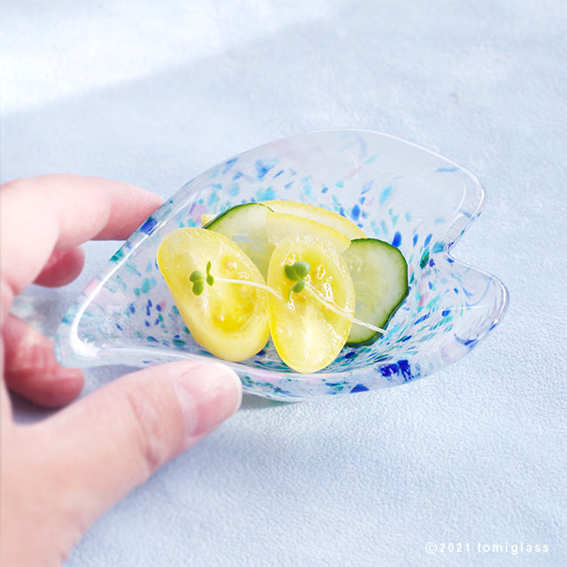 江戸硝子‐桜‐花びら型‐青-トマト