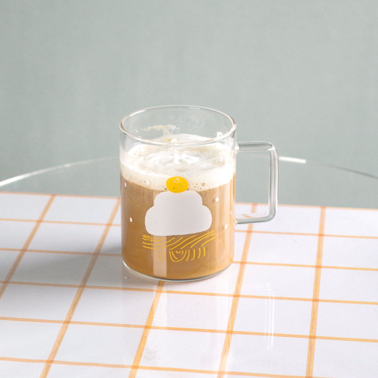 WEB限定／耐熱プリントマグ／鏡もち／ECA9-525（ネコブルー）