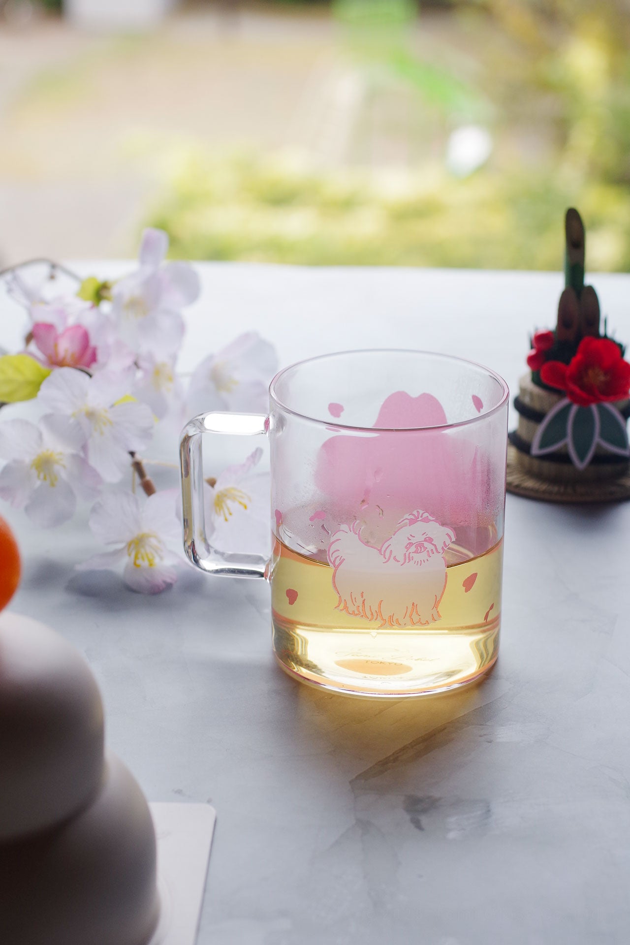 耐熱ガラス｜耐熱プリントマグ｜桜とシーズー｜Tomi Label TOKYO(トミ
