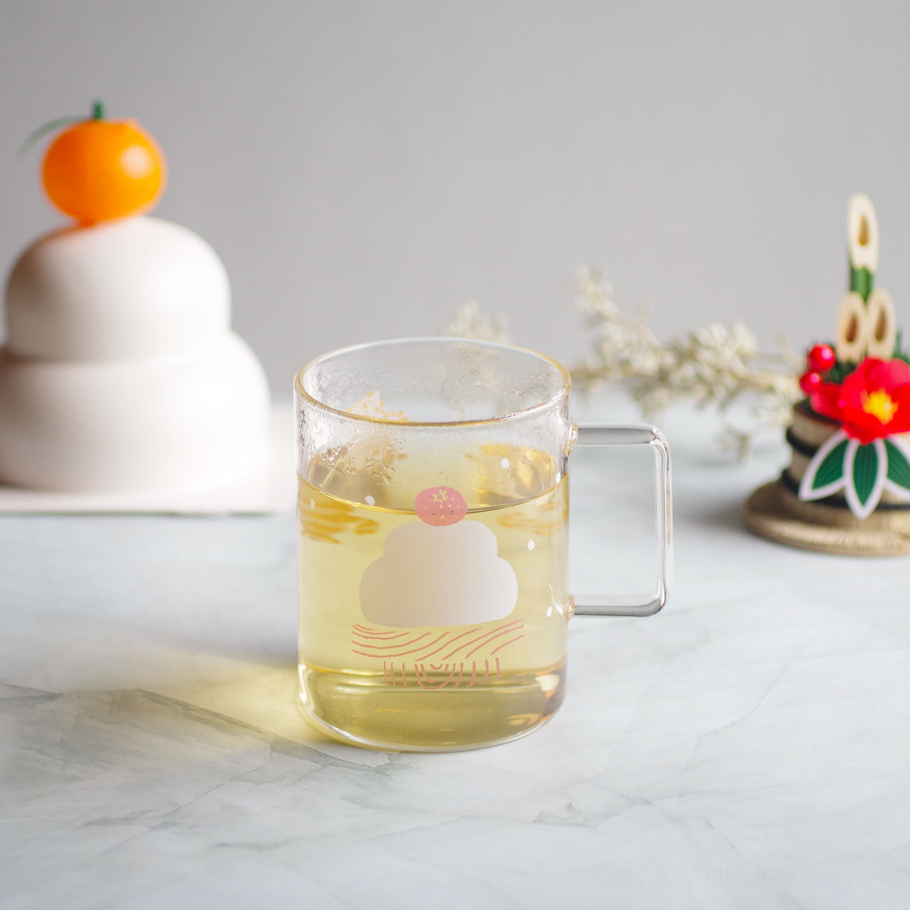 WEB限定／耐熱プリントマグ／鏡もち／ECA9-524（ネコオレンジ）