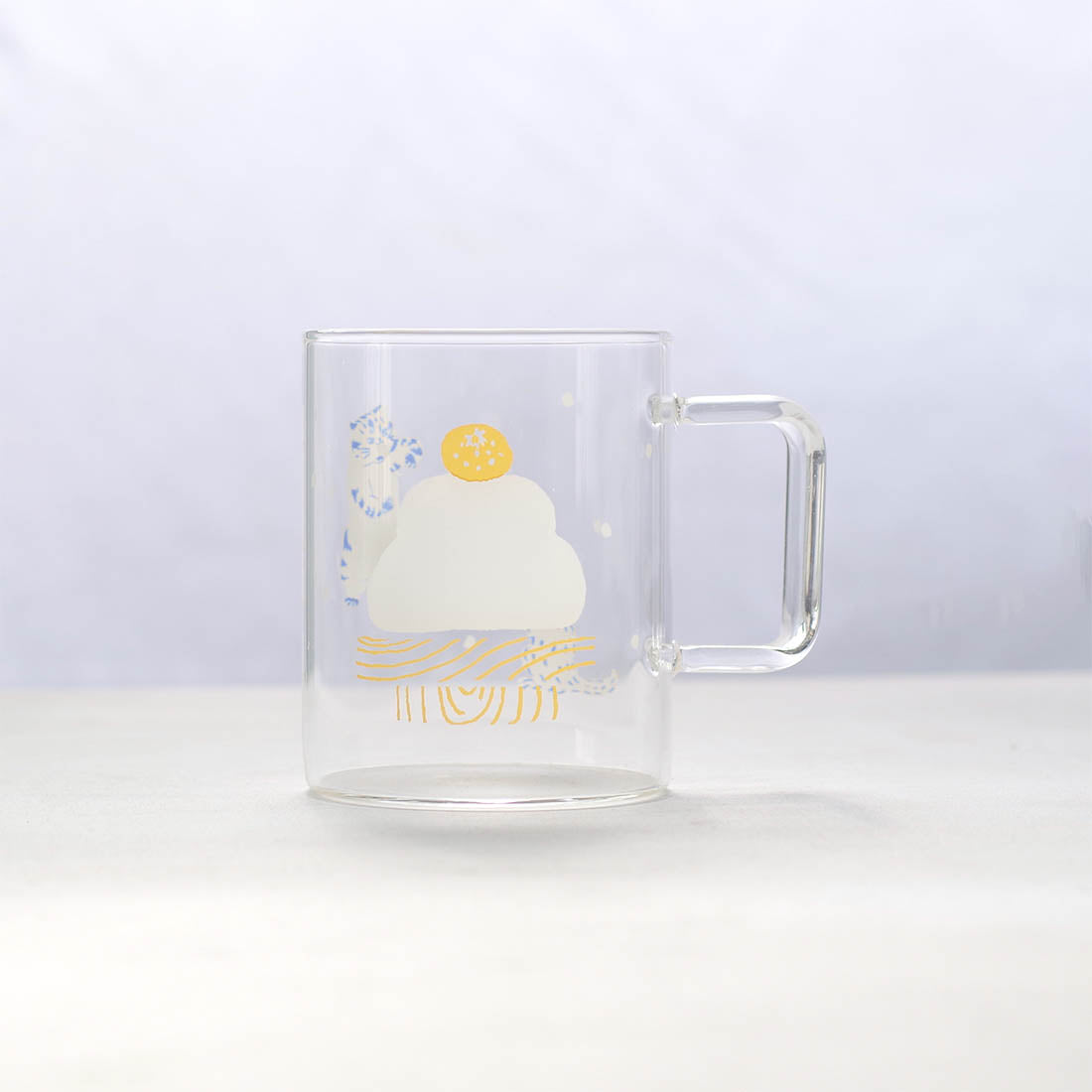 WEB限定／耐熱プリントマグ／鏡もち／ECA9-525（ネコブルー）