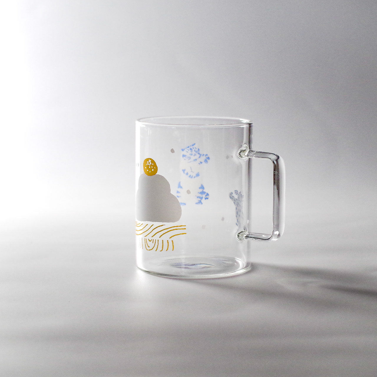 WEB限定／耐熱プリントマグ／鏡もち／ECA9-525（ネコブルー）