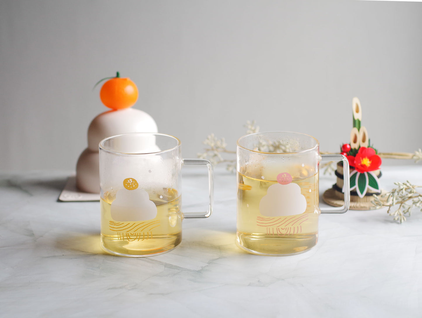 WEB限定／耐熱プリントマグ／鏡もち／ECA9-525（ネコブルー）