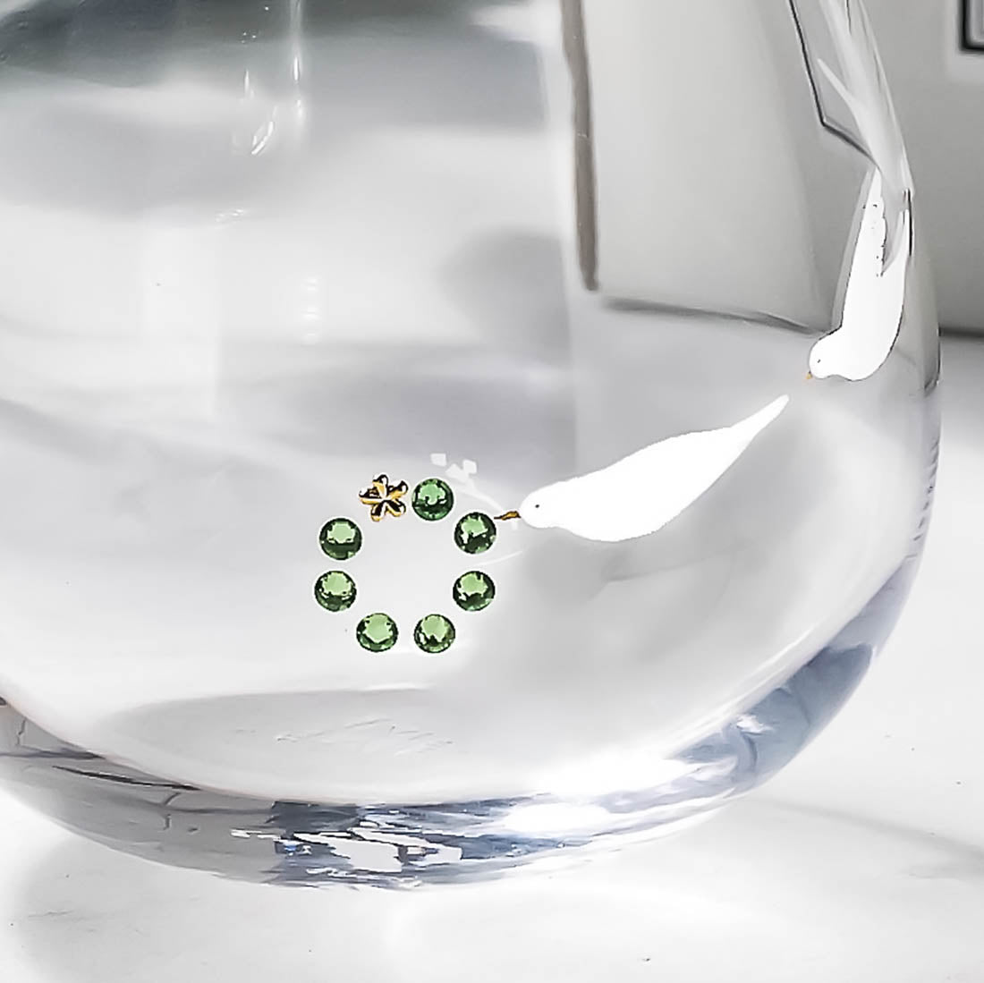 WEB限定／リース運ぶ白い鳥／ゆらゆらペアグラス／ECST068