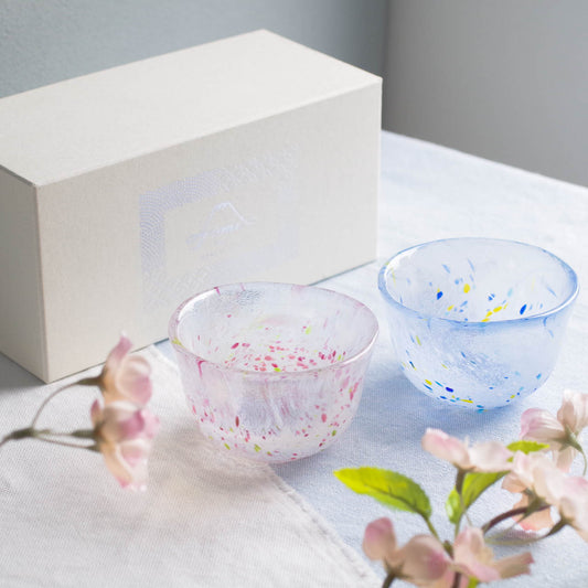 【春ギフト・母の日限定】／江戸硝子／うきよ／ちょこペア／はり×恋ざくら／ECST073