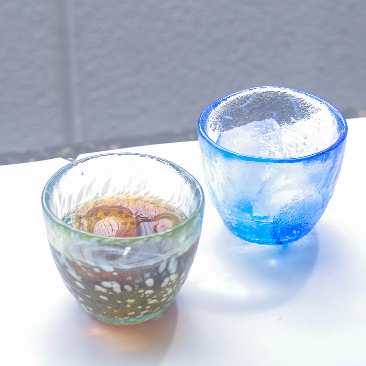 【送料無料】WEB限定／江戸硝子えどふぇありーうみ坊×かっぱ／ぐいのみ2点セット／ECST083