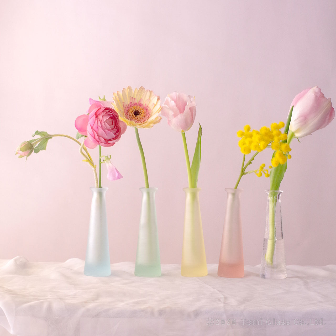 江戸硝子｜ヴィンテージ小瓶シリーズ｜スリムな一輪挿しブルー｜Tomi