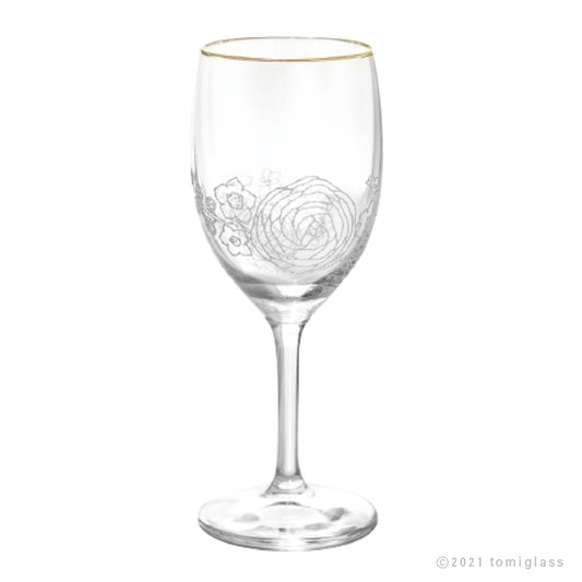 ワイングラス-花柄-金