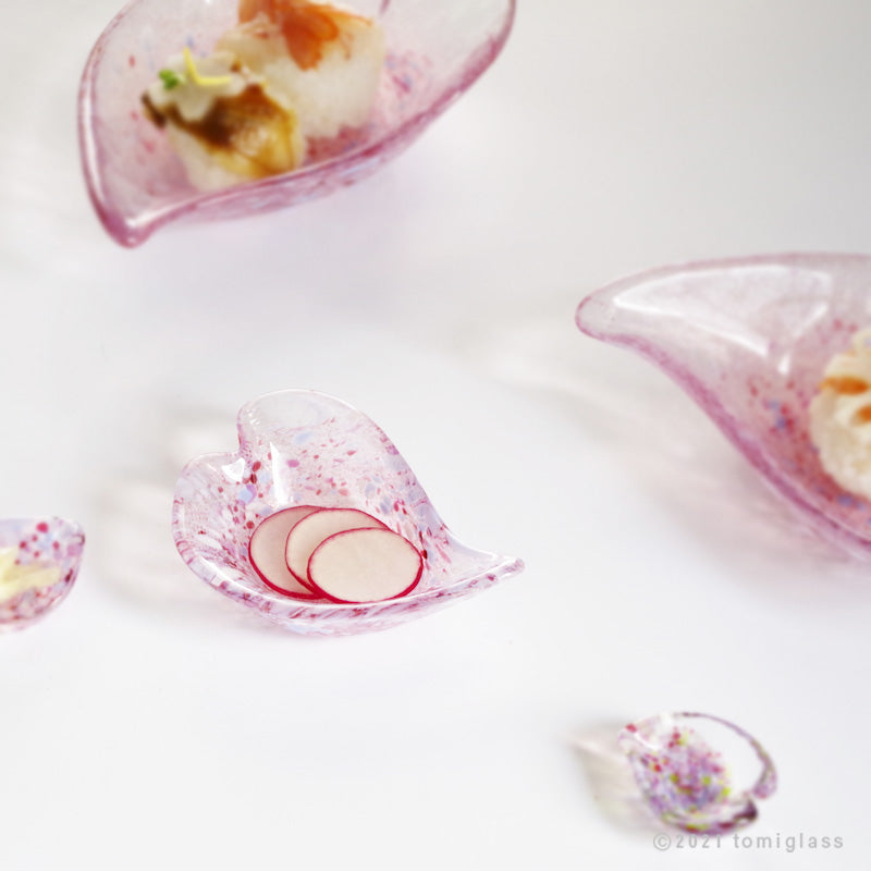 江戸硝子‐桜‐花びら型‐豆皿